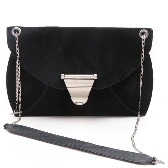 Celine Curved Flap Shoulder Bag Suede Black! - Picture 1 of 9